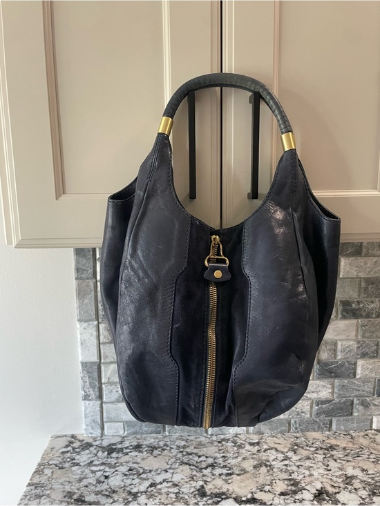Jimmy Choo Handbags - Jimmy Choo Blue Leather Shoulder Bag with Gold-Tone Hardware